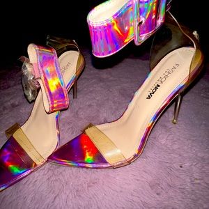 Fashion nova pink holographic heels